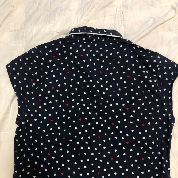3/$25 ❥ Brooks Brothers Red Fleece Navy Blue Heart Polka Dot Short Sleeve Top - Picture 5 of 7